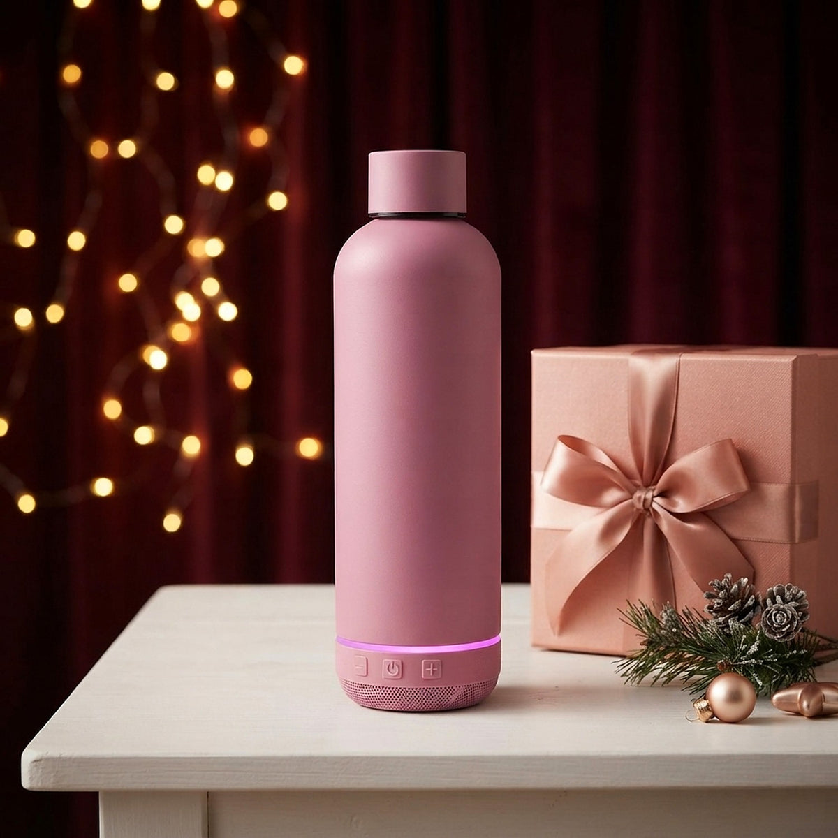 Termos cu boxă Bluetooth integrată, 430 ml – oțel inoxidabil, lumini LED
