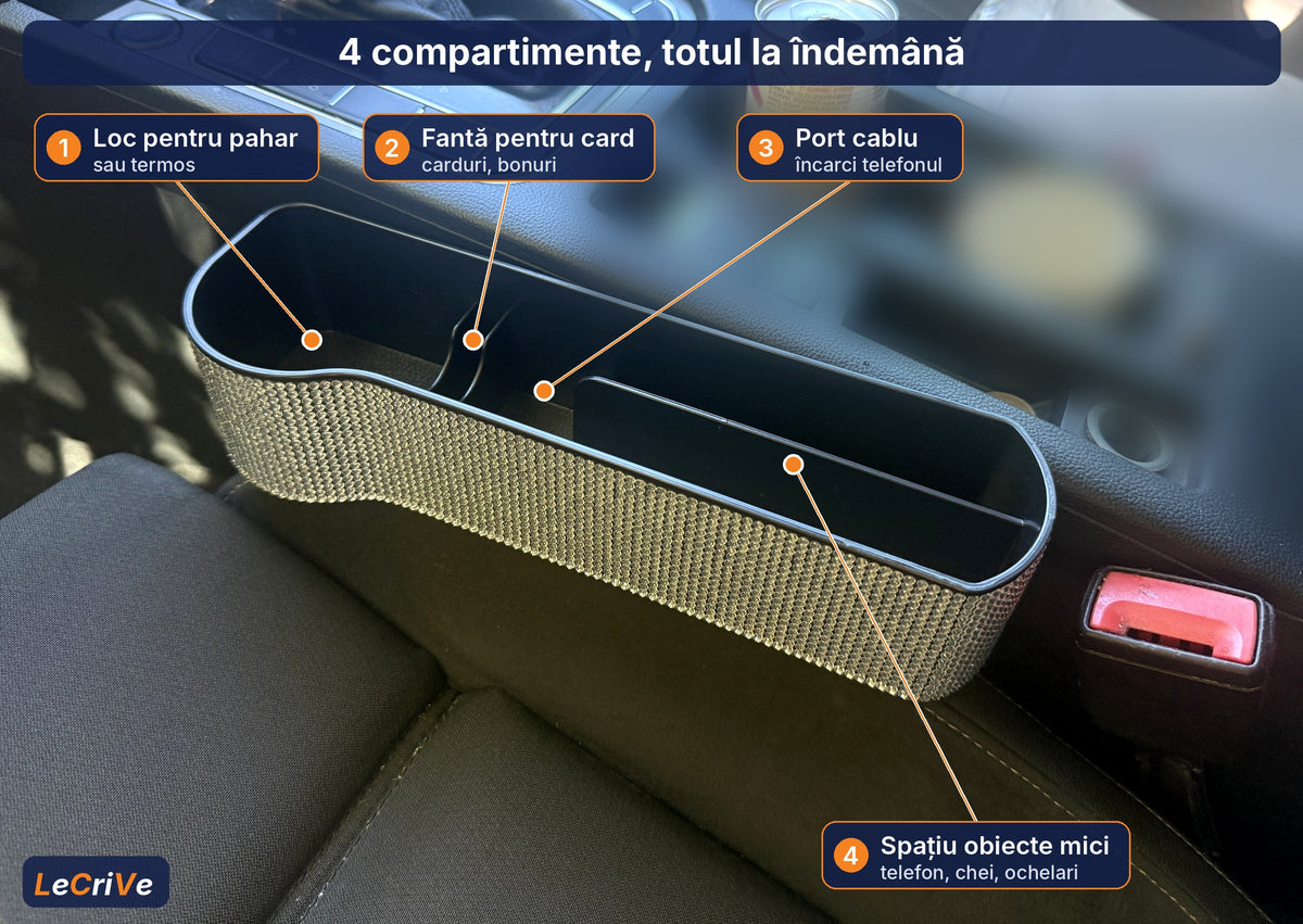 Pachet Cadou: Termos cu boxă Bluetooth + Organizator auto cu strasuri
